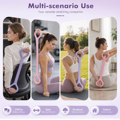 3-Pack Figure 8 Resistance Bands with Handles for Yoga & Home Workout
