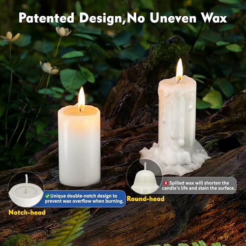Emergency Candles - 15H Unscented White Pillar - 3 Pack with Notch-Head