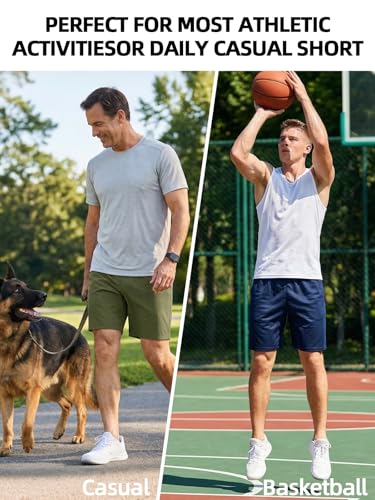 Men's Comfortable Breathable Shorts with Elastic Waist - 7" Inseam, 3X-Large, Navy Blue
