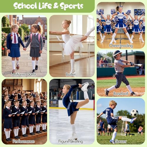 Kids Knee High Baseball Socks - 2 Pairs, 3-6 Years, White