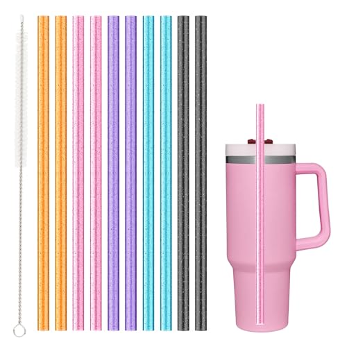 Reusable Straws for Stanley Cup - 10 Pack Long Color Straws (30oz/40oz/64oz)