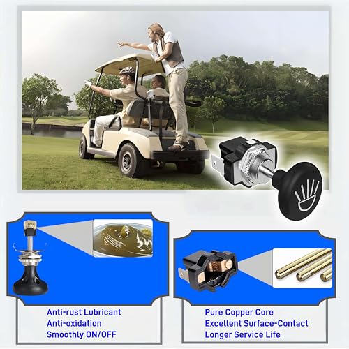 Black Universal Push-Pull Golf Cart Light Switch for EZGO, Club Car, Yamaha