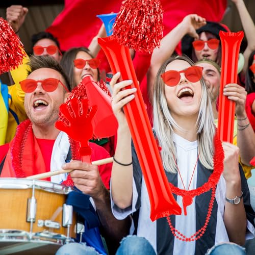 Soulchen 360 pcs Red Spirit Party Accessories Pack - Cheerleader & Noisemaker Set