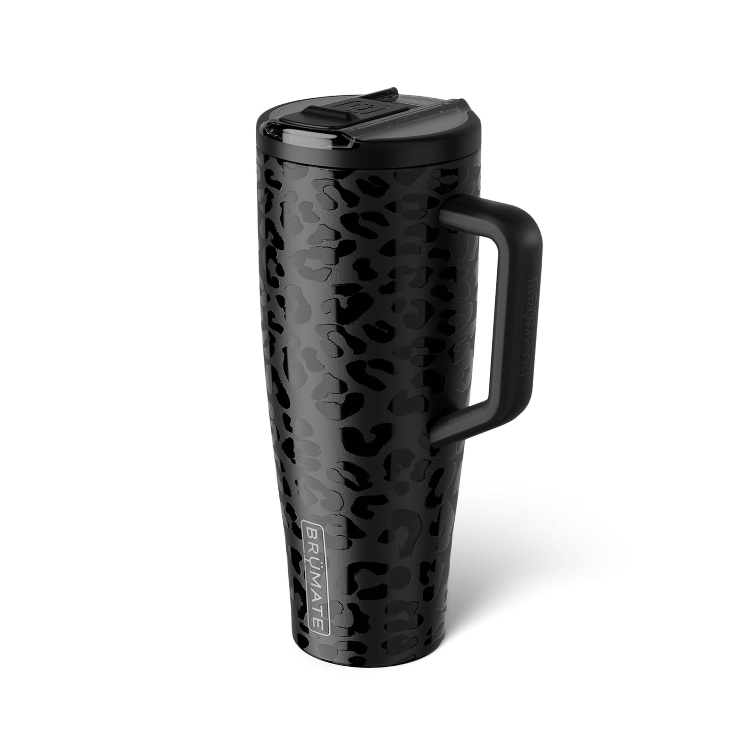 BrüMate Era Flip 40oz Tumbler with 100% Leakproof Covered Straw Lid | Hygienic Covered Straw | Insulated Stainless Steel Water Bottle with Handle | Cup Holder Friendly | BPA-Free (Onyx Leopard)