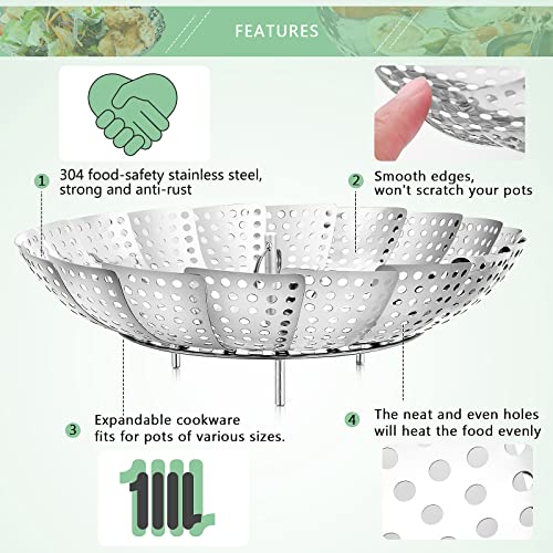 Stainless Steel Folding Vegetable Steamer Insert - 5" to 9"