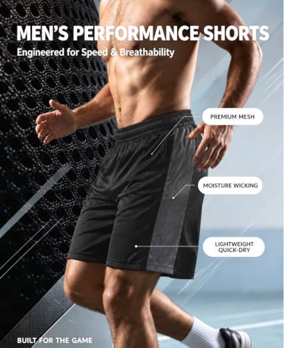 Men's Mesh Basketball Shorts with Pockets - OYGSieg 6-Pack, X-Large Set