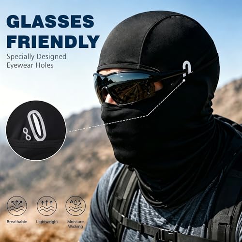 Black 2 Pack Balaclava Face Masks for Sun UV Protection Breathable Cooling Outdoor Sports