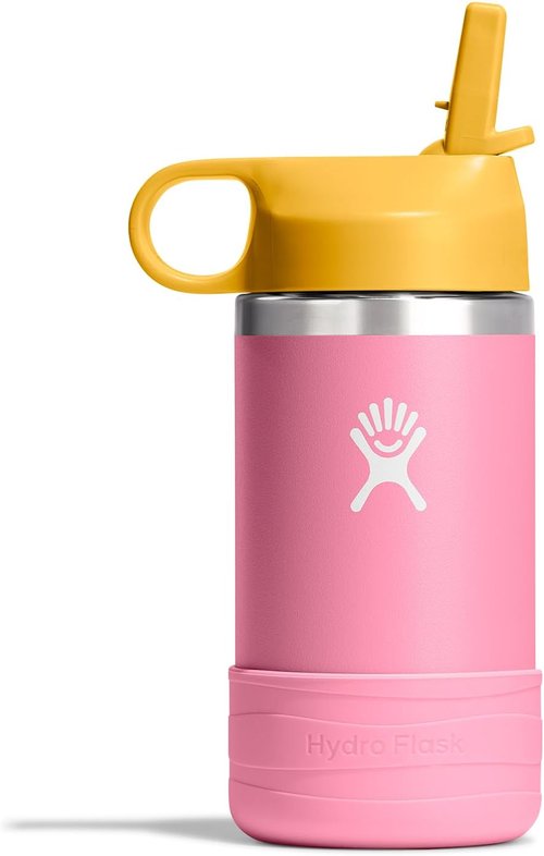 Hydro Flask Kids Water Bottle - Insulated Stainless Steel with Straw Cap | 12 Oz Dahlia