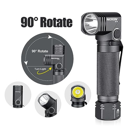 1300 Lumens Rechargeable Magnetic Flashlight, 6 Modes LED 90 Degree Flashlight Twist IP65 Waterproof High Bright EDC Pocket Torch, Tactical Flashlight for Camping, Emergency, Repair, Outdoor