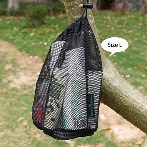 Durable Black Mesh Nylon Stuff Sack - 5pcs Travel Storage Bags (L)