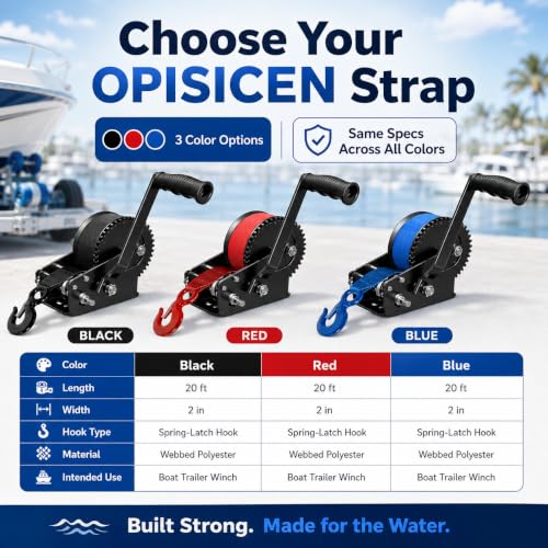 Boat Trailer Winch Strap with Hook 2" x 20'- 10,816lbs Breaking Strength Heavy Duty Hand Crank Strap Replacement for Boat and Jet Ski, Automotive Towing Boat Trailer Strap