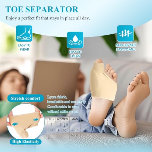 Medium Bunion Corrector for Women Men - Toe Straightener with Gel Pads - Soft Breathable Support