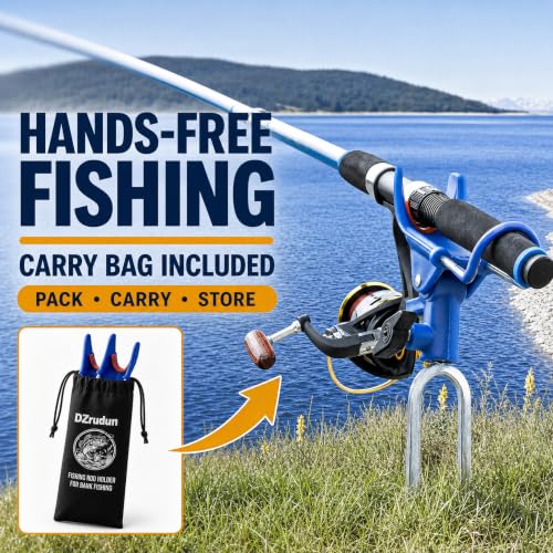 DZrudun 2 Pack Ground Fishing Rod Holders with Adjustable Angles & Long Stake