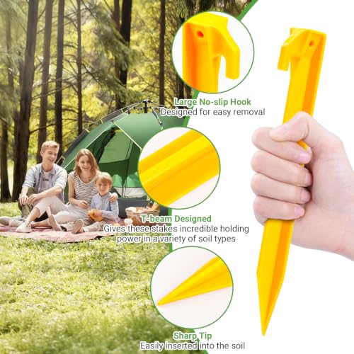 9 Inch Heavy Duty Plastic Tent Stakes - 10 Pack for Tents & Canopies