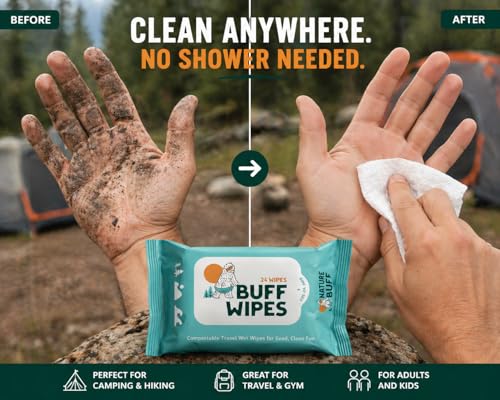 Camping Wet Wipes - Biodegradable Full Body Cleansing Wipes, 1 Count