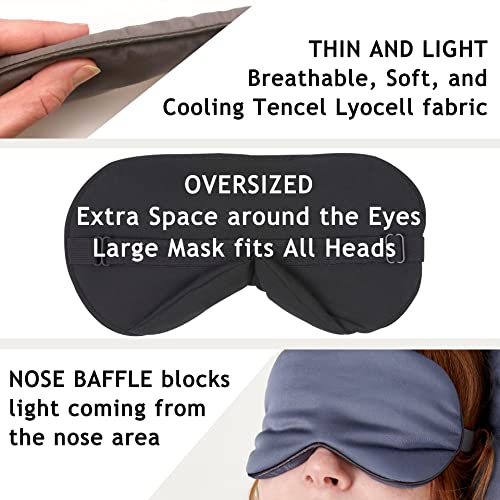 JOMO 100% Tencel Sleep Eye Mask, Black – Pack of 1, Superior Breathable Comfort