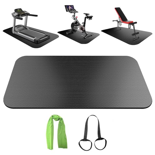 Exercise Equipment Mat - 47.3"L x 23.6"W x 0.2"T for Treadmills & Bikes