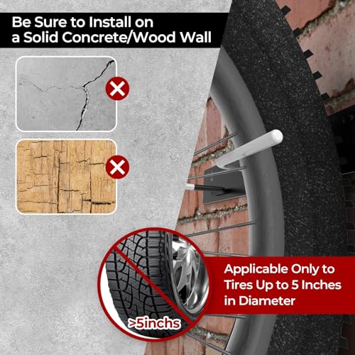 Fat Tire Bike Rack Wall Mount Garage Storage,Fat Tire Bike Storage Rack for Garage,Heavy Duty Fat Tire Bike Wall Mount Hanger Hooks Max 100lbs,Vertical Fat Tire Mountain Bike Rack(Hold 2 Bikes)