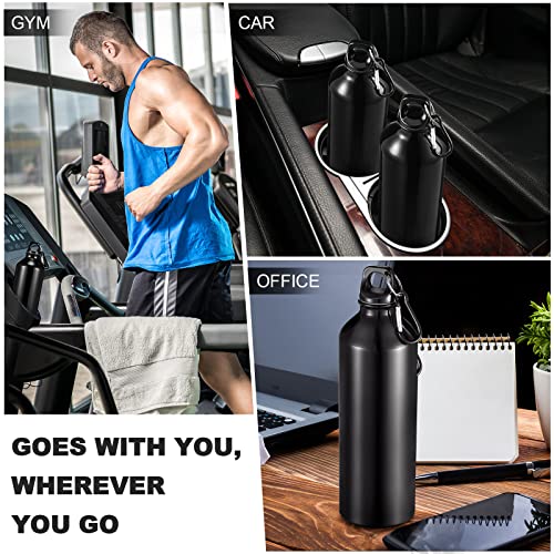 12 Pack Black Aluminum Sports Water Bottles 25 oz - Lightweight & Leak-Resistant