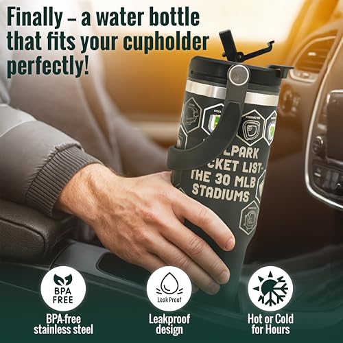 CoPiPa MLB Ballpark Bucket List Water Bottle - All 30 Stadiums, 30 oz, Insulated (Variation 1)