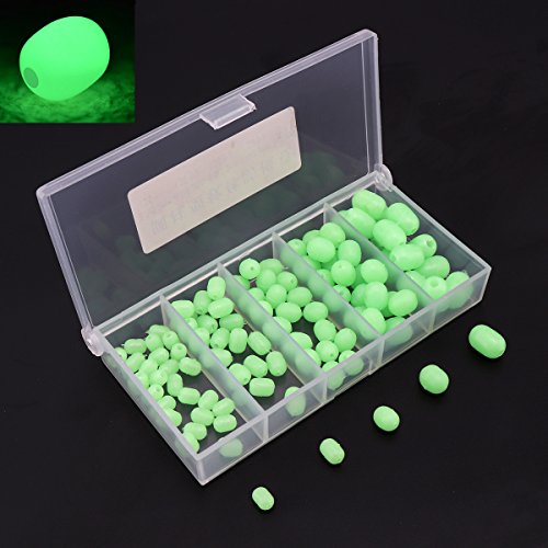 100pcs Luminous Soft Plastic Fishing Beads - Green Glow