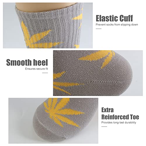 Weed Leaf Printed Cotton Tube Socks - One Size Black Green
