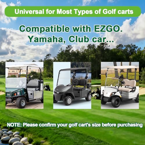 Golf Cart Seat Cover - Universal Non-Slip Protector with Storage Pockets - Black Without Ears 51" x 30.5"