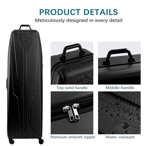 Hard Case Golf Travel Bag - Waterproof Club Protection - Obsidian Black