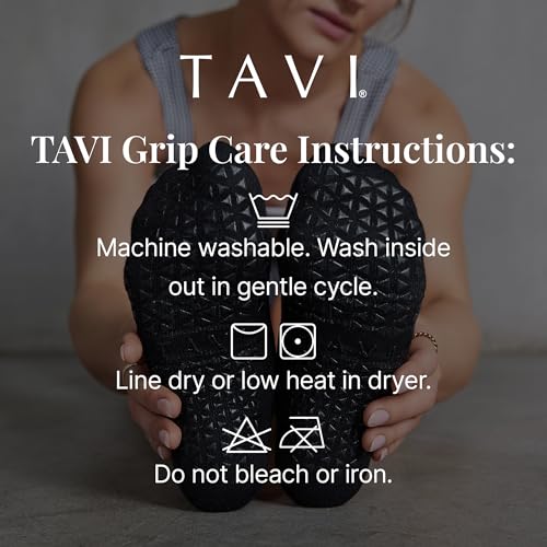 TAVI Chloe Pilates Socks with Grips for Women - Small Ebony
