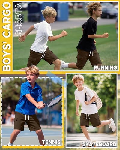 Boys Cargo Shorts - Dark Brown, 8-9 Years