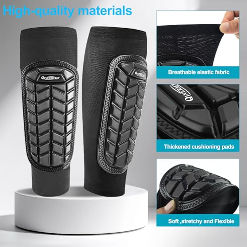 Youth Soccer Shin Guards - High Impact Protective Gear - Black, Medium