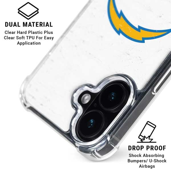 Los Angeles Chargers Clear Phone Case for iPhone 16 - Shockproof Design