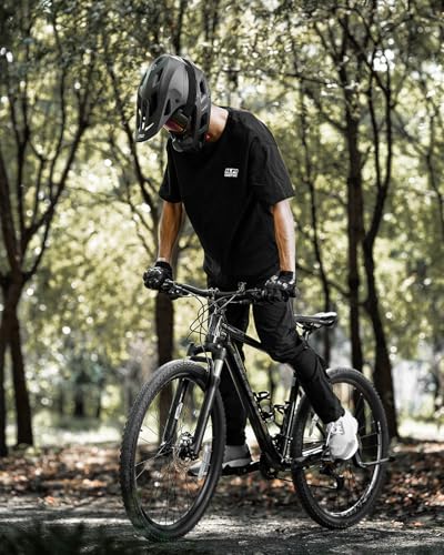 Full Face Mountain Bike Helmet - Adjustable Visor, Matte Black, Large
