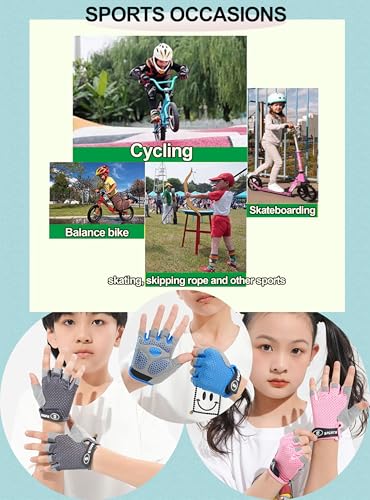 Kids Fingerless Cycling Gloves - Breathable, Shock-Absorbing Pink, Size M (3-8 Years)