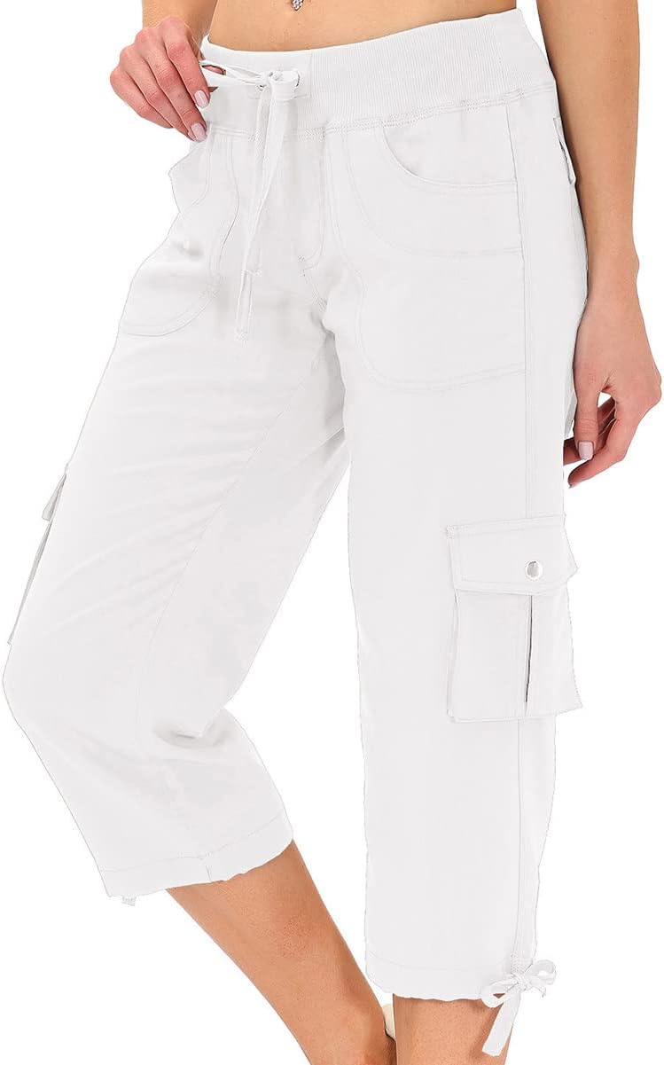 MoFiz Women's Capris - Lightweight Casual Pants with Pockets | Dressy Baggy Cargo for Hiking