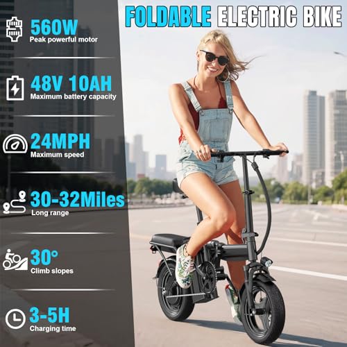 Foldable Electric Bike for Adults & Teens - 14" Mini, 20MPH