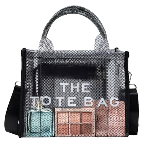 Large Clear Tote Bag for Stadium Events - Black
