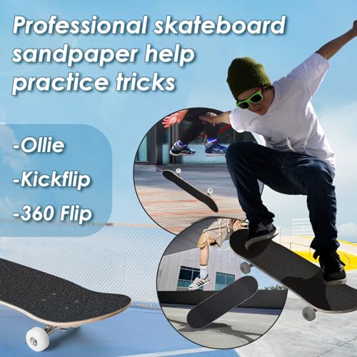 Skateboard Grip Tape 33" x 9" - No Air Bubbles, Black 1Pc