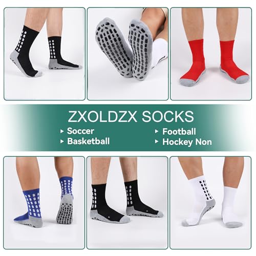 Non-Slip Soccer Socks with Grip Pads for Men and Women - 2 Pairs Black White