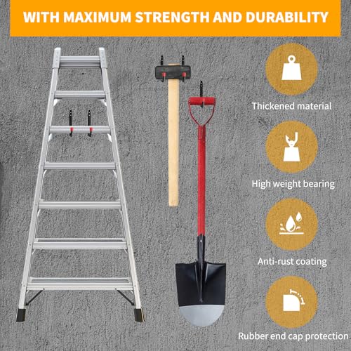 6 Pack Garage Hooks Heavy Duty, Utility Steel Hooks with EVA Foam Padding, 15inch Wall Mount J Organizer Hanger for Hanging Bikes Kayak Garden Tool Hose Bike Shelf