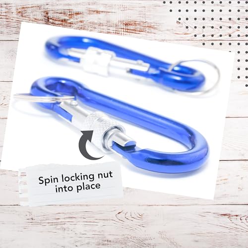 12-Pack Locking Carabiner Keychain - 2.6" Aluminum, Assorted Colors