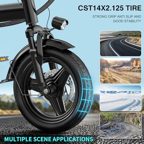 Foldable Electric Bike for Adults & Teens - 14" Mini, 20MPH