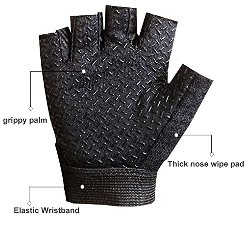 Kids Half Finger Cycling Gloves - Black / L (8-12 Years)