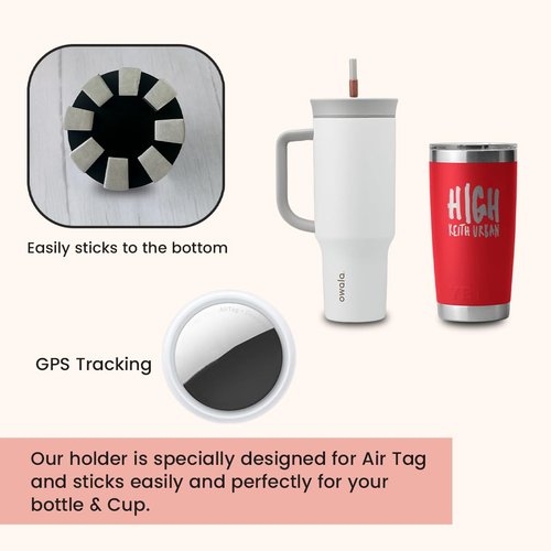 Where's My Cup Air Tracker Holder Base for Cups, Water Bottles & Dishware - Adhesive Tracker Pocket Pad, Water-Resistant, 2-Pack 70mm (Air Tracker Not Included)