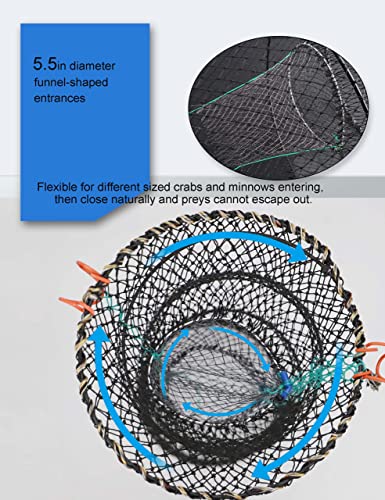 Hlotmeky Crab Trap with 10m Rope - Foldable Lobster & Crawfish Fishing Net, Durable Bait Trap