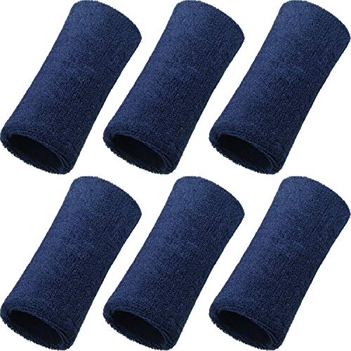 Wrist Sweat Bands - 6 Inch Elastic Absorbent for Tennis, Navy