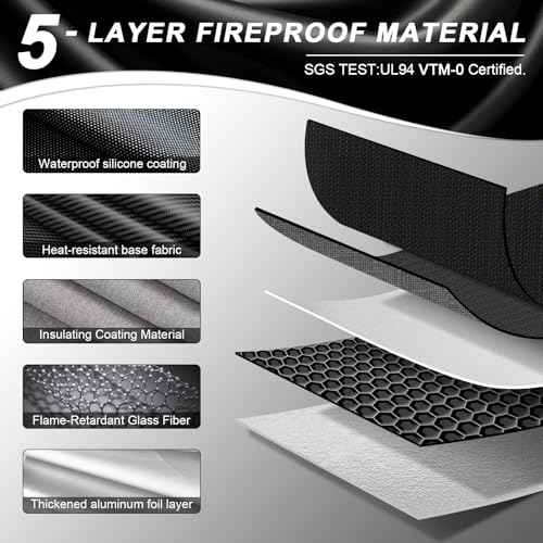 Fireproof Document Bag 14.5"X11"X2.5" Fireproof Money Bag for Cash With Lock and Zipper,Fire&Waterproof Storage Organizer Pouch for Valuables,Legal Document,Laptop,Passport,(Black)