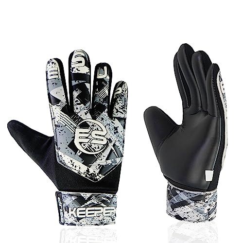 Soccer Goalie Gloves for Kids - Black, 4mm Latex Palm Protection