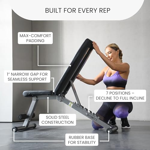 Adjustable 5-in-1 Weight Bench for Home Gym - Foldable & Compact