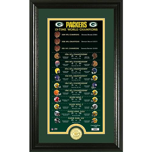 Green Bay Packers 13-Time World Champions Legacy Coin Photo - 12'' x 20''